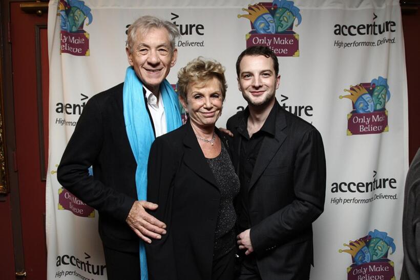 Sir Ian McKellen, Dena Hammerstein and Euan Morton at the Only Make Believe 10th Anniversary after party.
