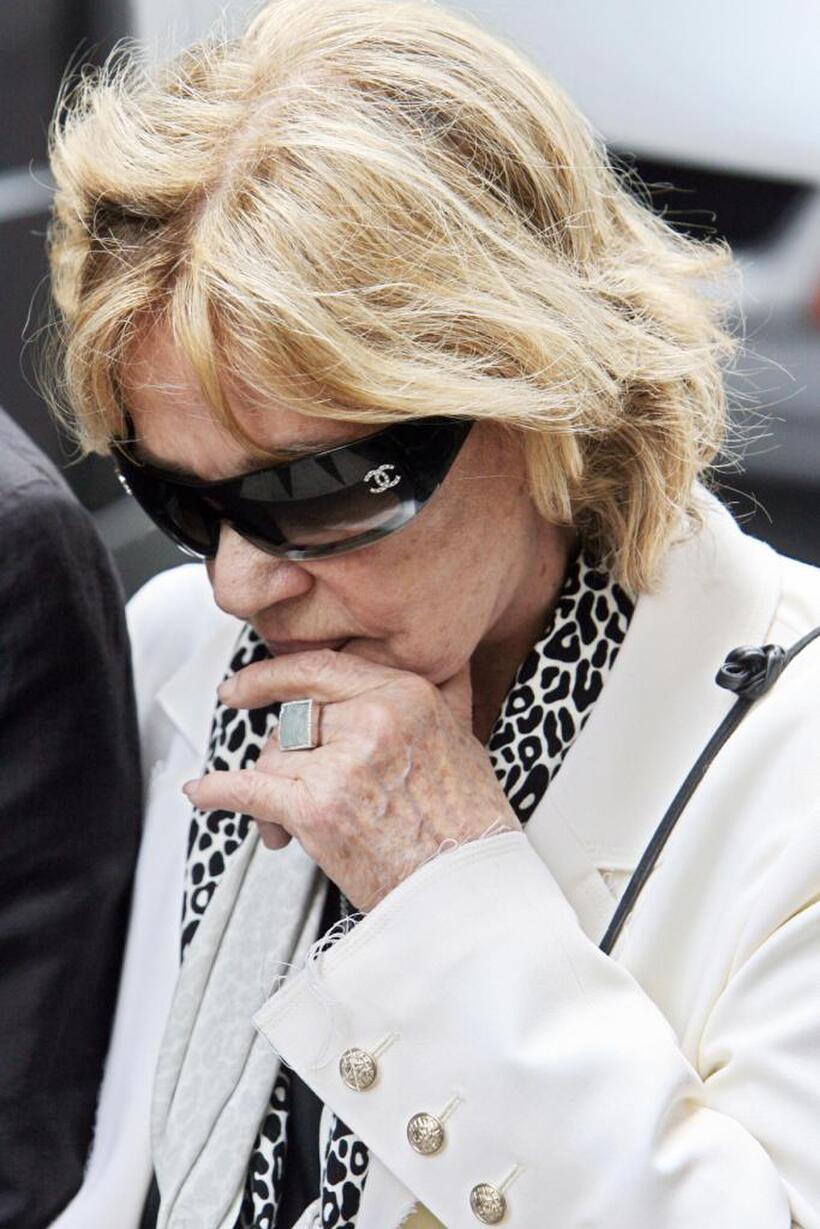 Jeanne Moreau at the Funeral of French actor and filmmaker Jean-Claude Brialy.