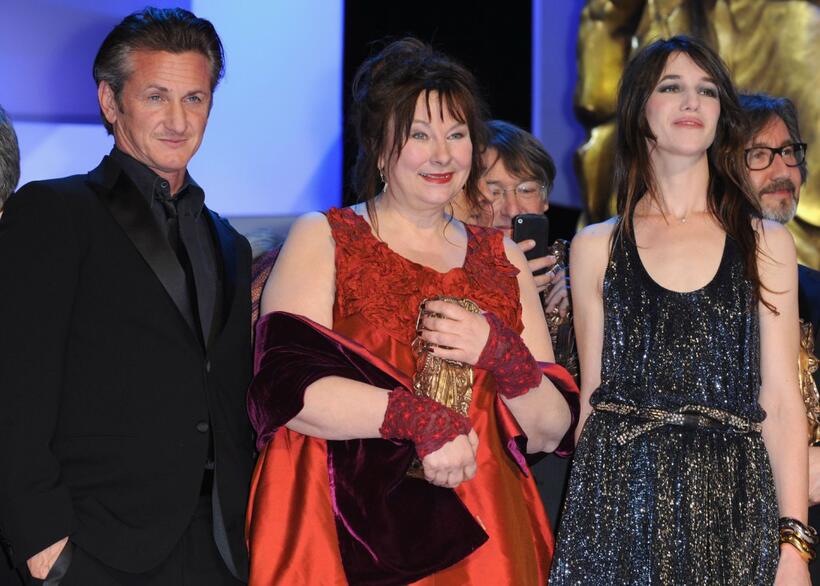 Sean Penn, Yolande Moreau and Charlotte Gainsbourg at the Cesar Film Awards.