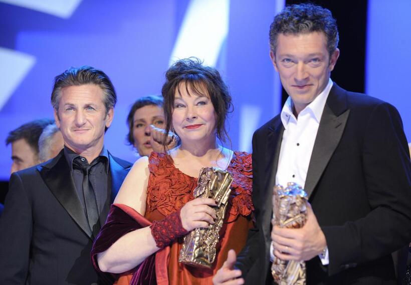 Sean Penn, Yolande Moreau and Vincent Cassel at the 34th Cesars French Film Awards.