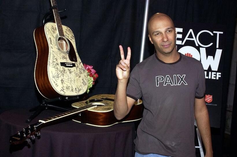 Tom Morello at the "ReAct Now: Music and Relief" benefit.