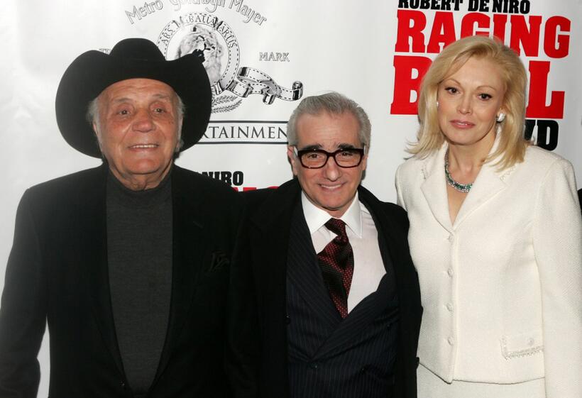Jake LaMotta, Director Martin Scorsese and Cathy Moriarty at the special screening of "Raging Bull."