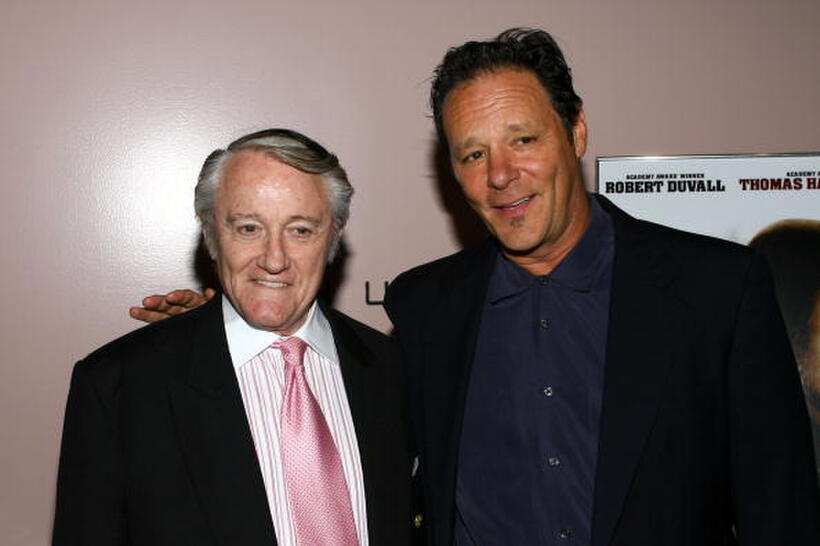 Robert Vaughn and Chris Mulkey at the premiere screening of "Broken Trail."