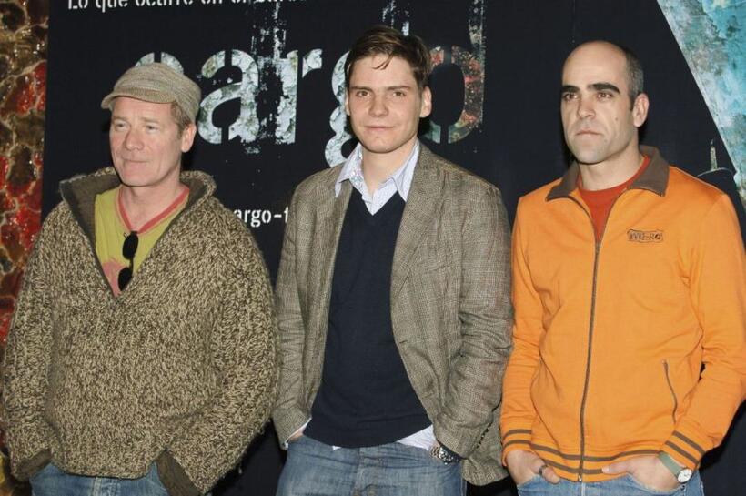 Peter Mullan, Daniel Bruhl and Luis Tosar at the photocall of "Cargo."