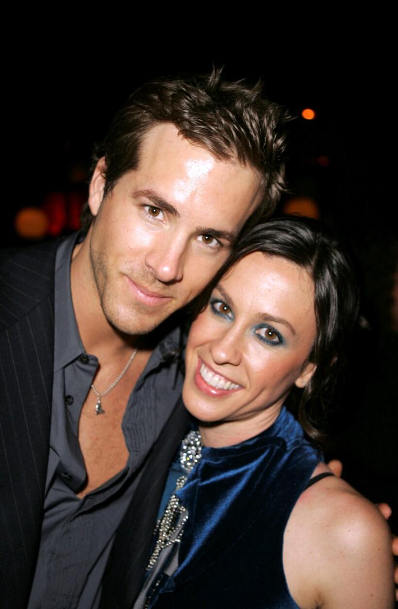 Ryan Reynolds and Alanis Morissette at the after party of the premiere of "Blade Trinity."