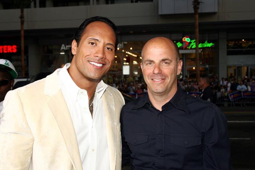 Dwayne "The Rock" Johnson and Neal H. Moritz at the premiere of "Gridiron Gang."