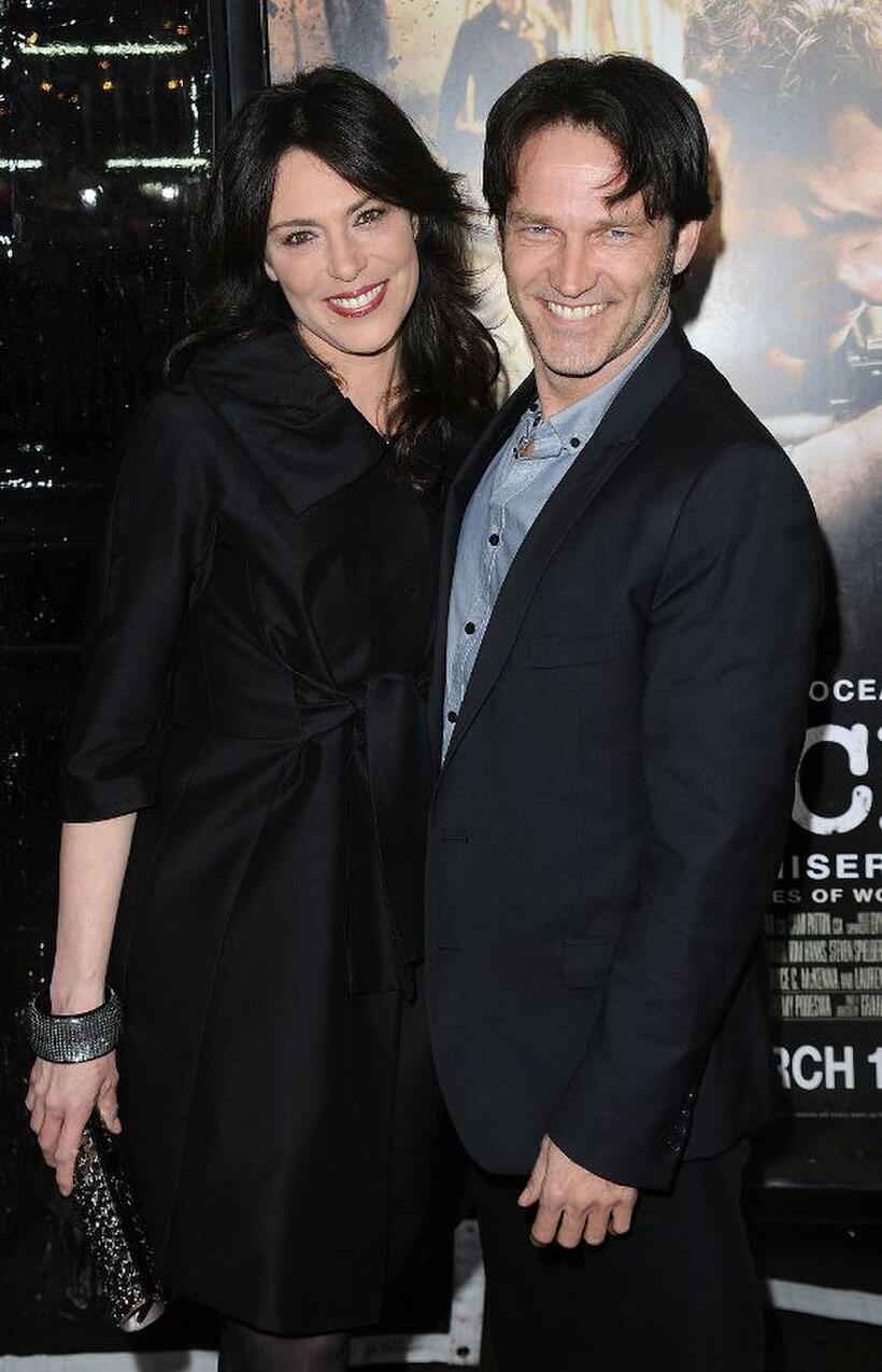 Stephen Moyer and Guest at the premiere of "The Pacific."