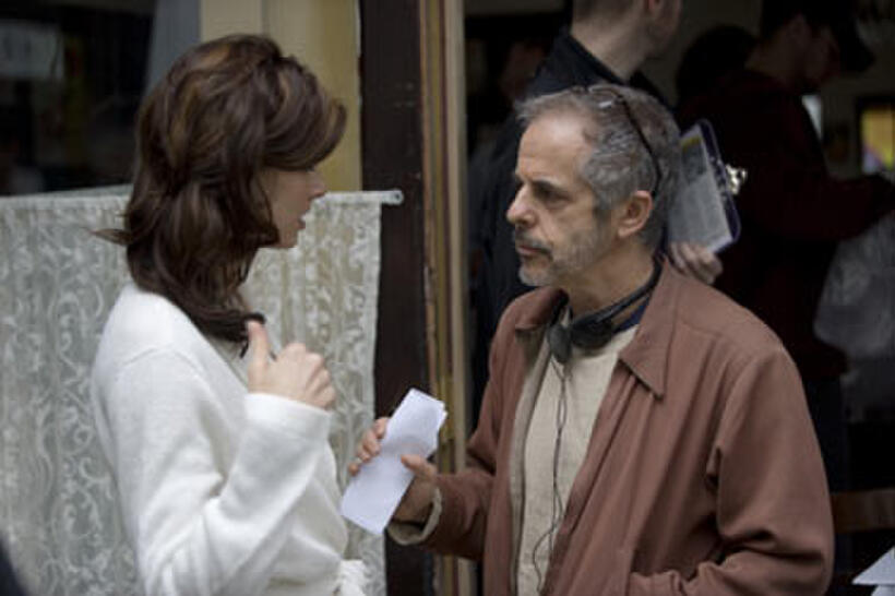 Bridget Moynahan and director Henry Bean on the set of "Noise."