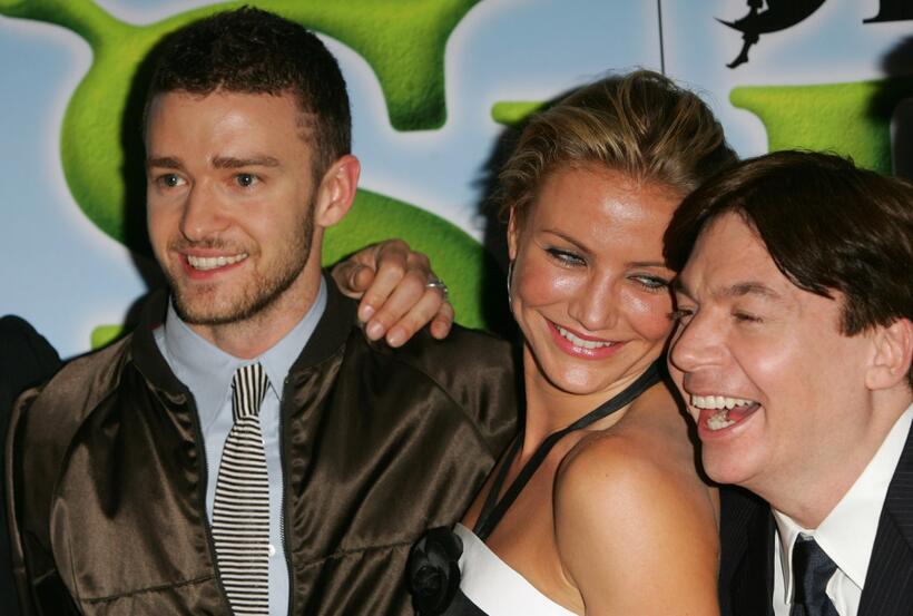 Mike Myers, Justin Timberlake and Cameron Diaz at the UK film premiere of "Shrek The Third".