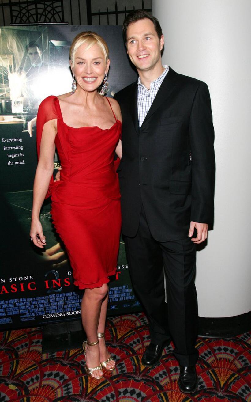 Sharon Stone and David Morrissey at the premiere of "Basic Instinct 2: Risk Addiction."