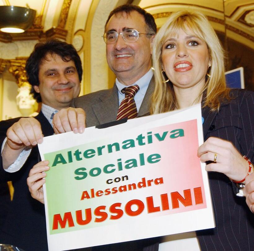 Alessandra Mussolini and Guests at the promotion of her new right-wing party "Alternativa Sociale."