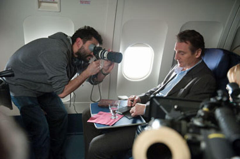 Liam Neeson on the set of "Unknown."