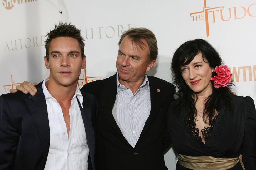 Sam Neill, Jonathan Rhys Meyers and actress Maria Doyle Kennedy at the premiere screening of Showtime's "The Tudors".