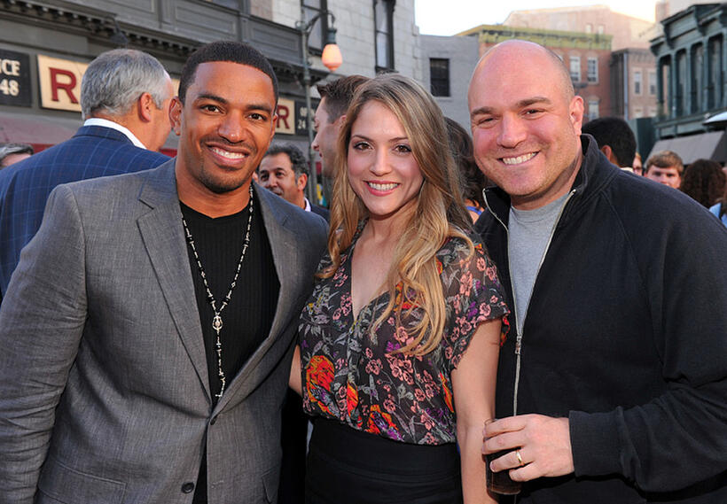 Laz Alonso, Brooke Nevin and Executive producer Nick Santora at the Twentieth Century Fox Television Distribution party in California.