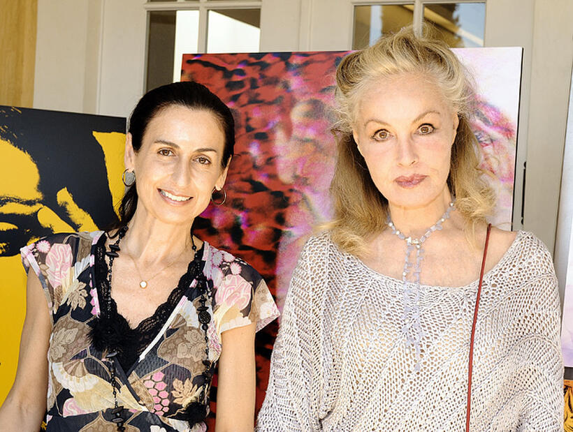 Photographer Anyes Galleani and Julie Newmar at the Day 1 of 2008 DPA Garden party Gift Suite in California.