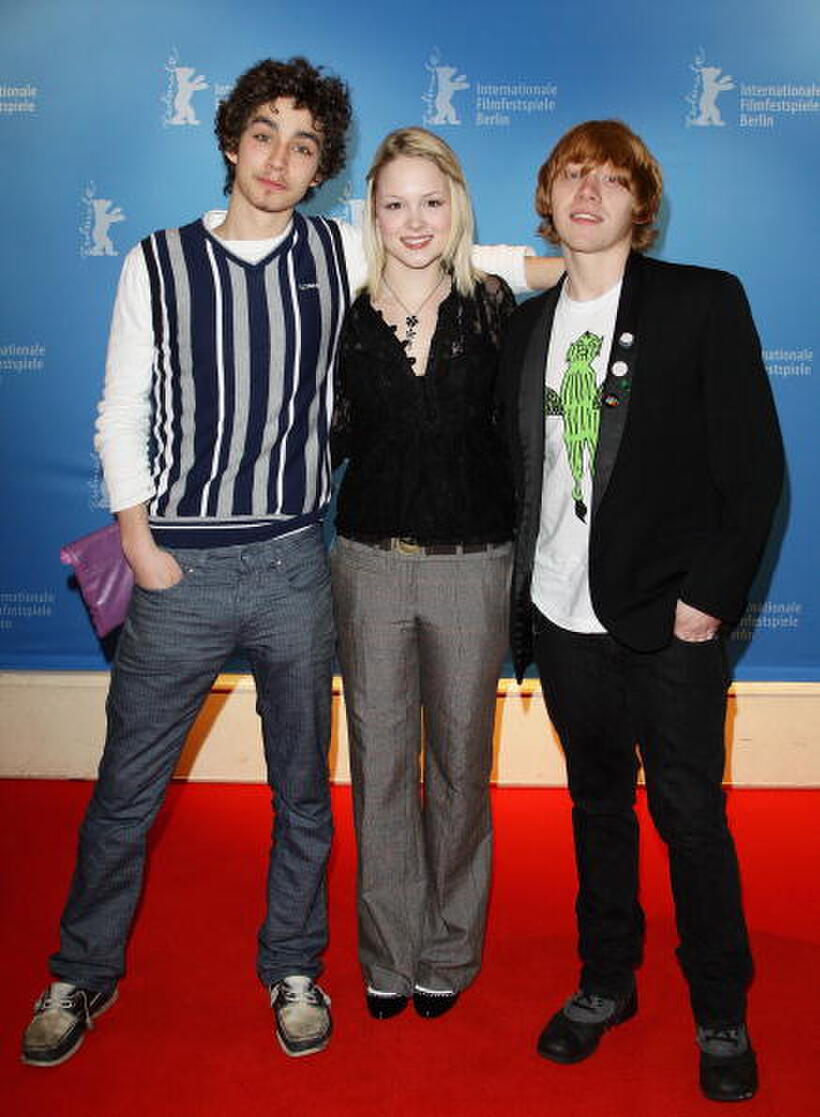 Robert Sheehan, Kimberley Nixon and Robert Grint at the photocall of "Cherrybomb" during the 59th Berlin Film Festival.