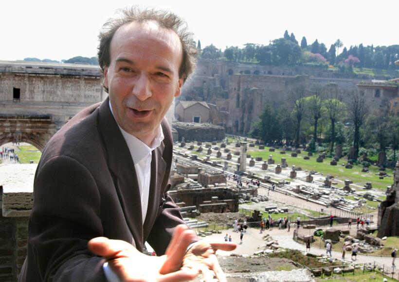 Roberto Benigni at the Roman Forum.