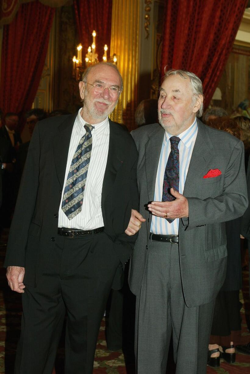 Philippe Noiret and Jean-Pierre Marrielle at the Elysee Palace prior to the Cannes Film Festival.