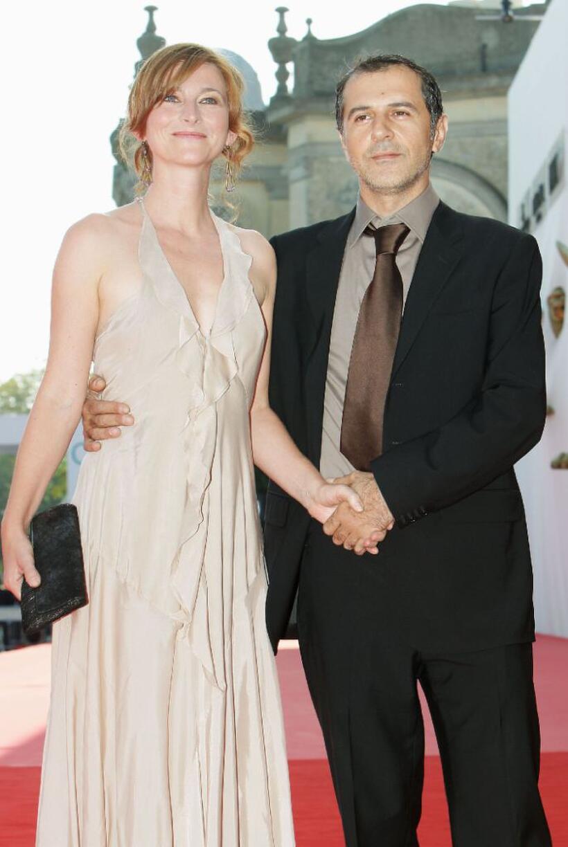Merab Ninidze and his wife at the premiere of "Paper Soldier" during the 65th Venice Film Festival.