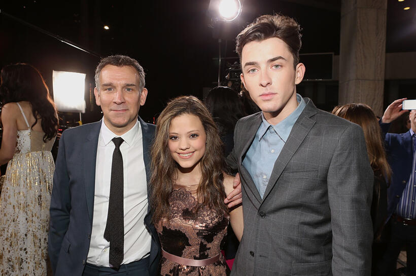 Writer Matthew Parkhill, Sarah Jeffrey and Matthew Beard at the Los Angeles premiere of "Rogue."