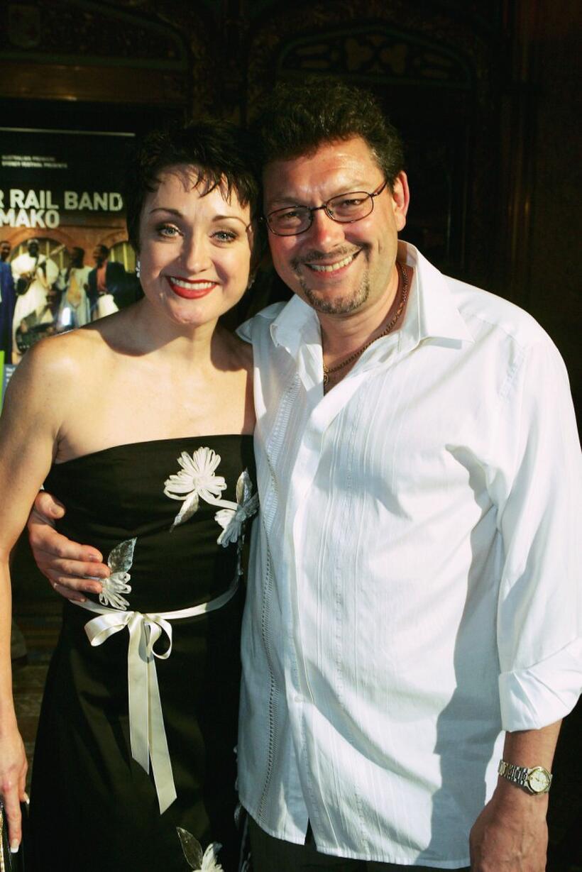 Caroline O'Connor and her husband at the Australian premiere of "The Phantom Of The Opera."