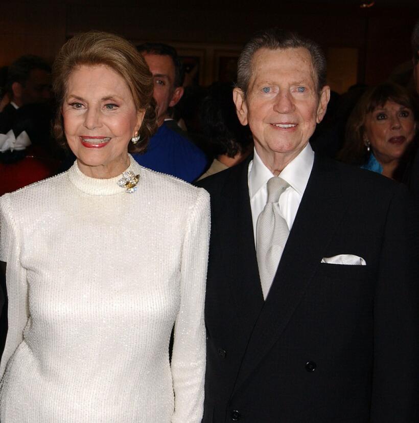 Cyd Charisse and Donald O'Connor at the 50th Anniversary screening of "Singin' in the Rain."