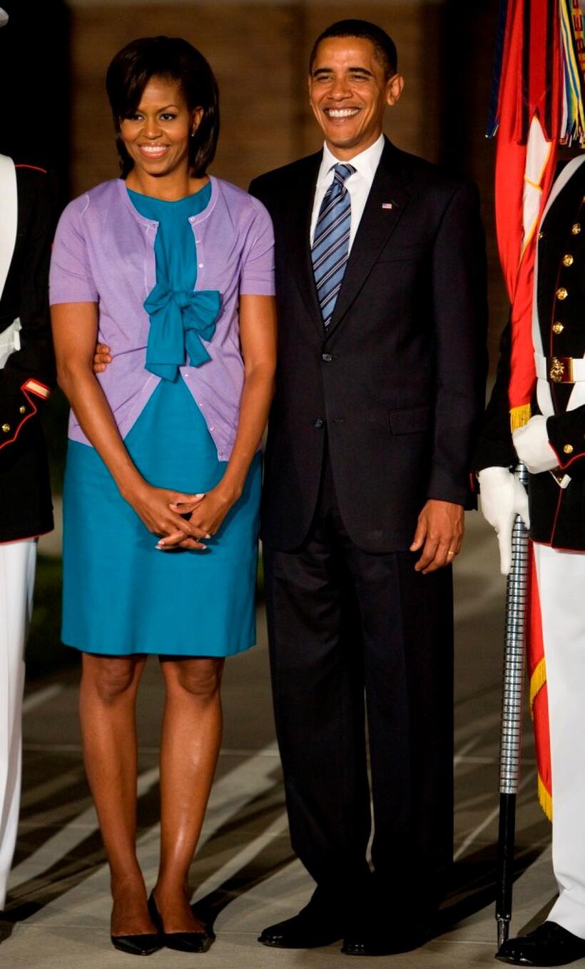 Michelle Obama and Barack Obama at the Evening Parade.