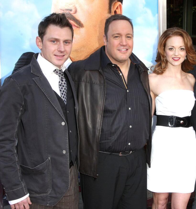 Keir O'Donnell, Kevin James and Jayma Mays at the premiere of "Paul Blart: Mall Cop."