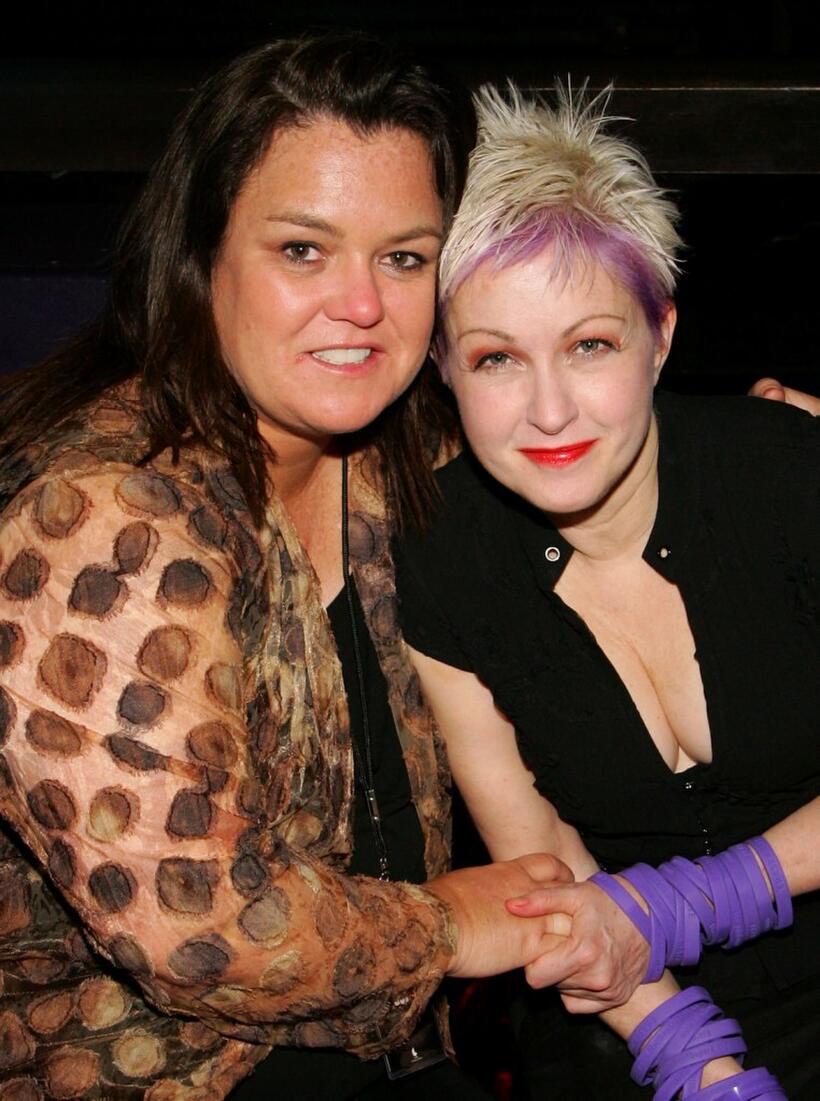 Rosie O'Donnell and Cyndi Lauper at the official True Colors Tour after party at Studio 54.