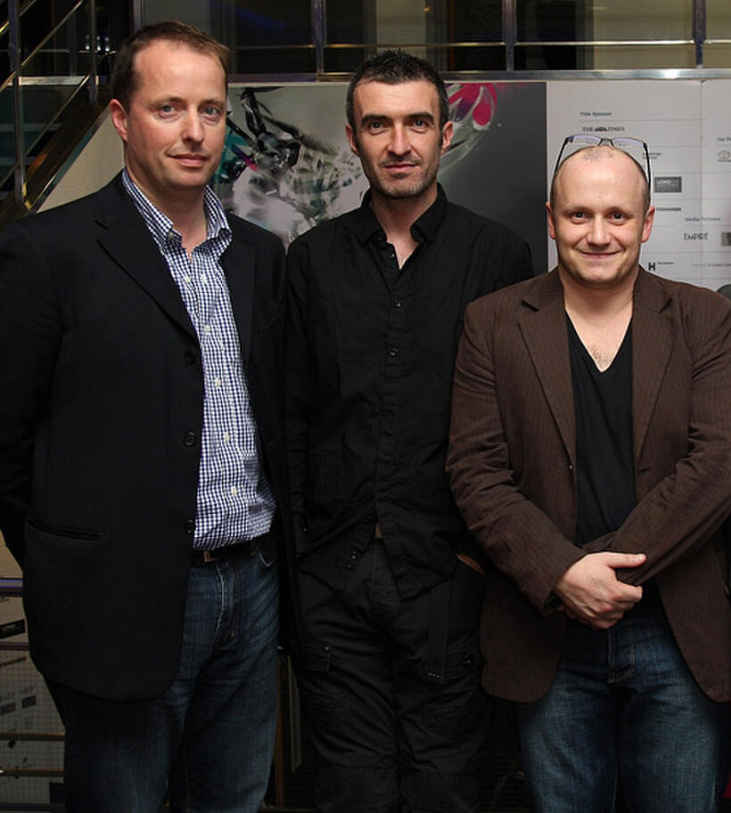 Producer Andrew Lowe, Mark O'Halloran and director Lenny Abrahamson at the premiere of "Garage" during the BFI 51st London Film Festival.