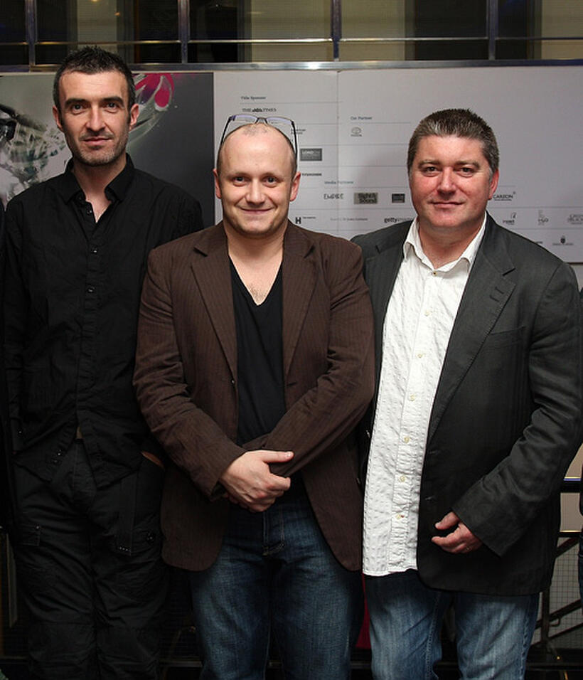 Mark O'Halloran, director Lenny Abrahamson and Pat Shortt at the premiere of "Garage" during the BFI 51st London Film Festival.