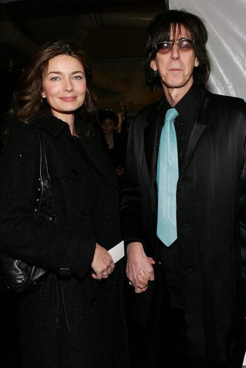 Paulina Porizkova and Ric Ocasek at the Michon Schur Fall 2007 fashion show the during Mercedes-Benz Fashion Week.