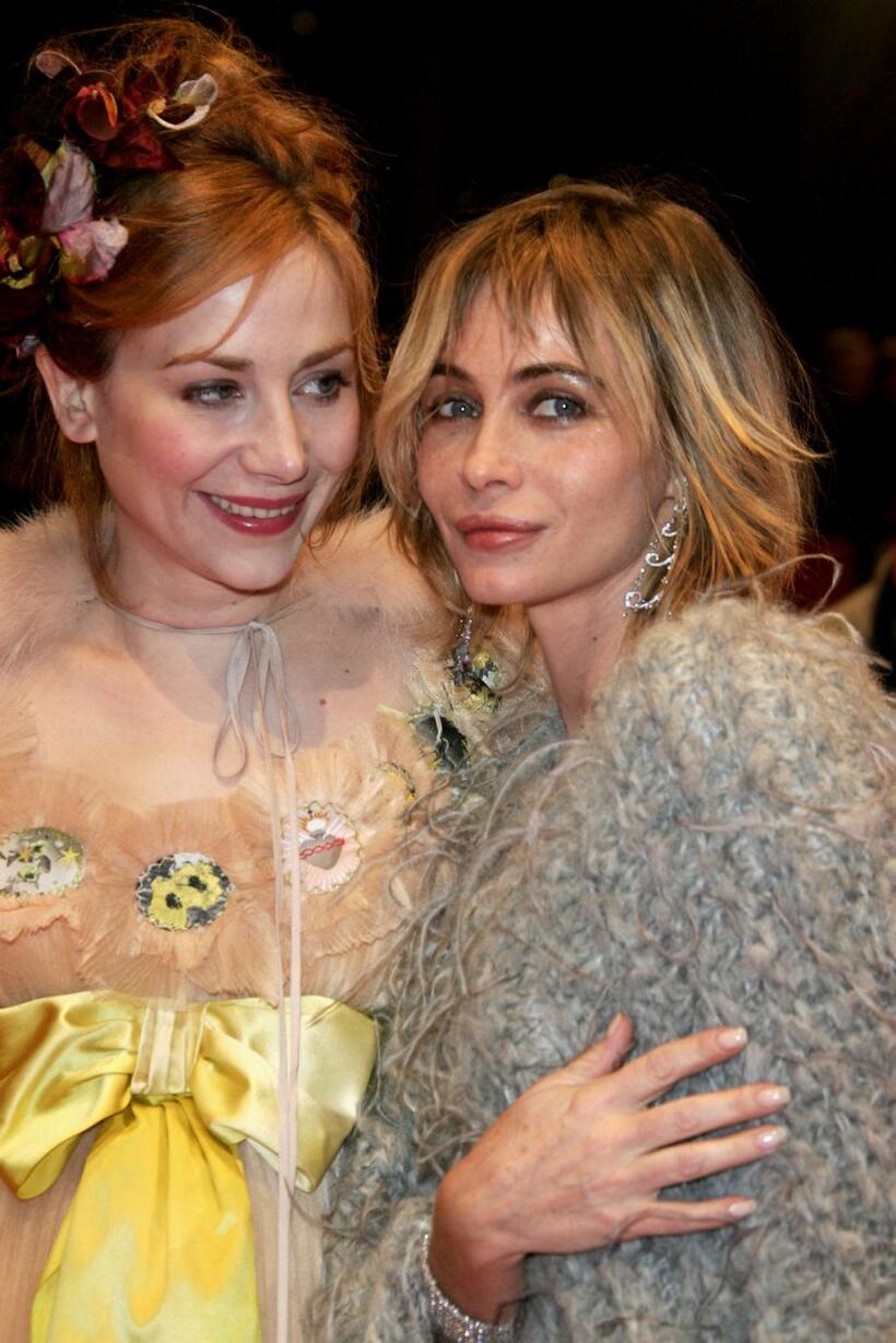 Emmanuelle Beart and Julie Depardieu at the premiere of the movie "The Witnesses". During the 57th Berlin International Film Festival.