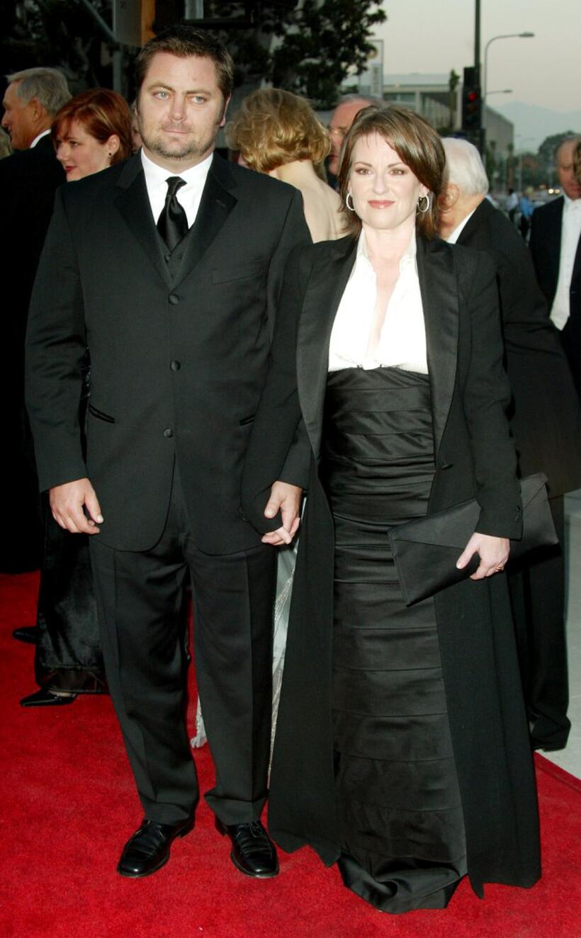 Nick Offerman and Megan Mullally at the Walt Disney Concert Hall opening gala.