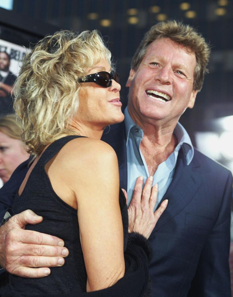 Ryan O'Neal and Farrah Fawcett at the Los Angeles after-party for "Malibu's Most Wanted".
