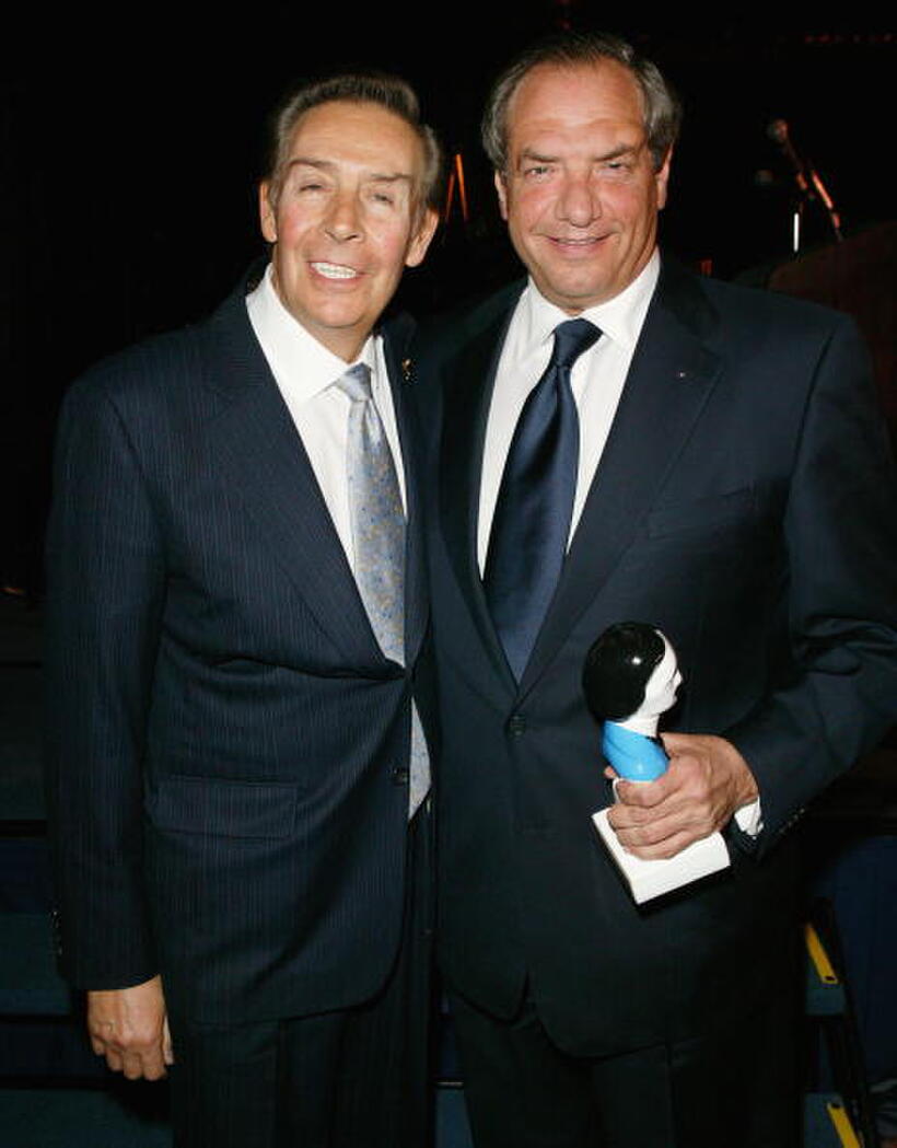 Jerry Orbach and Dick Wolf at the Mystery Writers of America 57th Annual Edgar Awards.