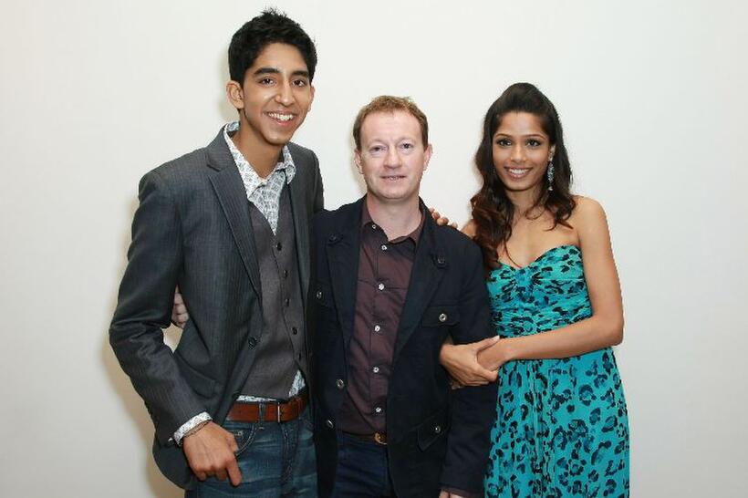 Dev Patel, Simon Beaufoy and Freida Pinto at the "Slumdog Millionaire" during the 2008 Tribeca cinema series.
