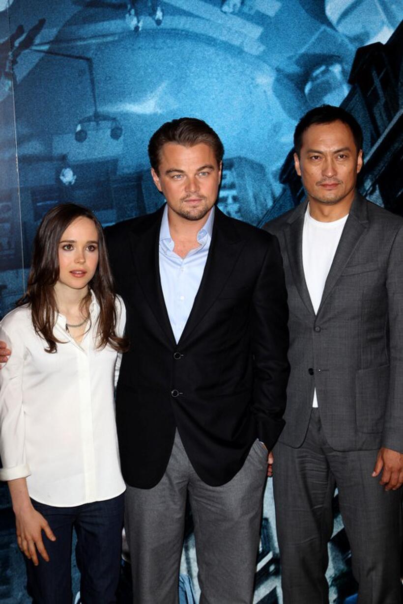 Ellen Page, Leonardo DiCaprio and Ken Watanabe at the photocall of "Inception."