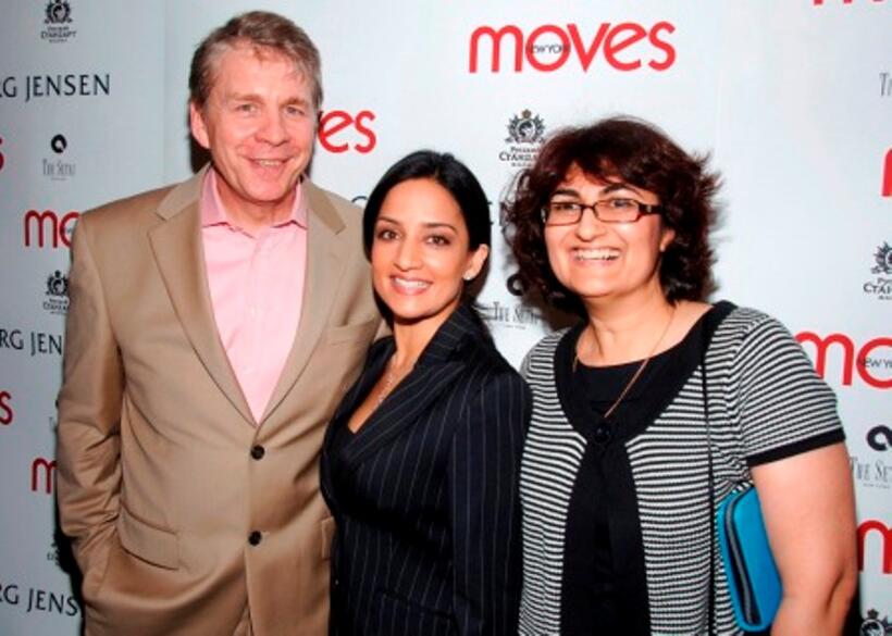 Richard Ellison, Archie Panjabi and Mamoonah Yaqub at the party hosted by New York Moves Magazine for the cast of "A Mighty Heart."