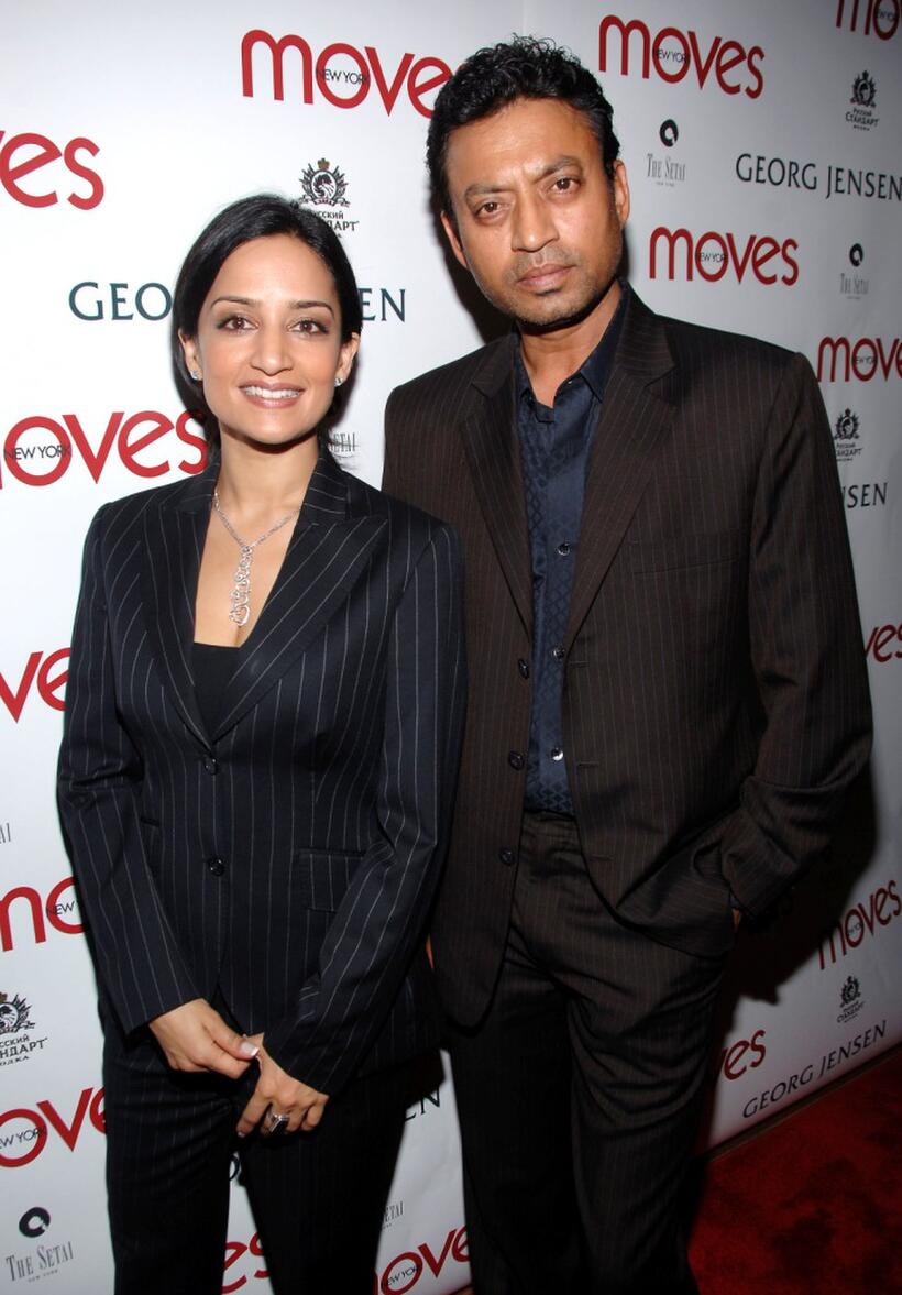 Archie Panjabi and Irfan Khan at the party of New York Moves Magazine for the cast of "A Mighty Heart."