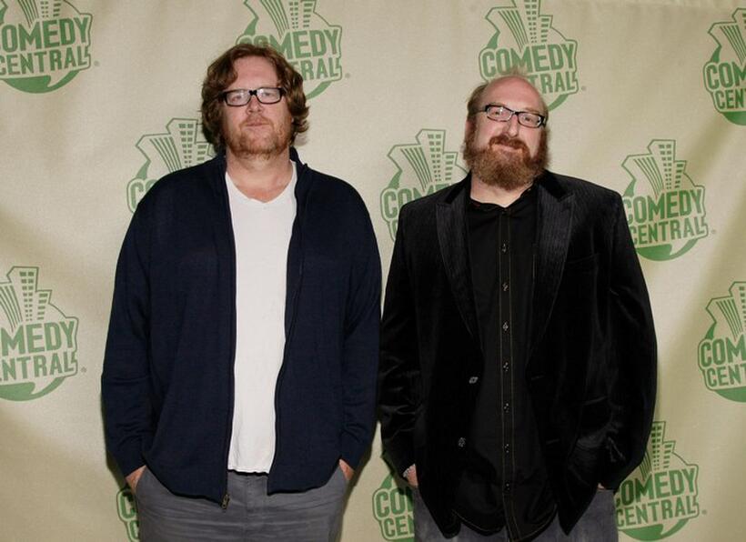 Steve Agee and Brian Posehn at the after party of Comedy Central Emmy.