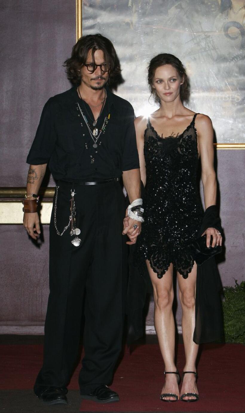 Johnny Depp and Vanessa Paradis at the French premiere of "Pirates of the Caribbean 2: Dead Man's Chest."