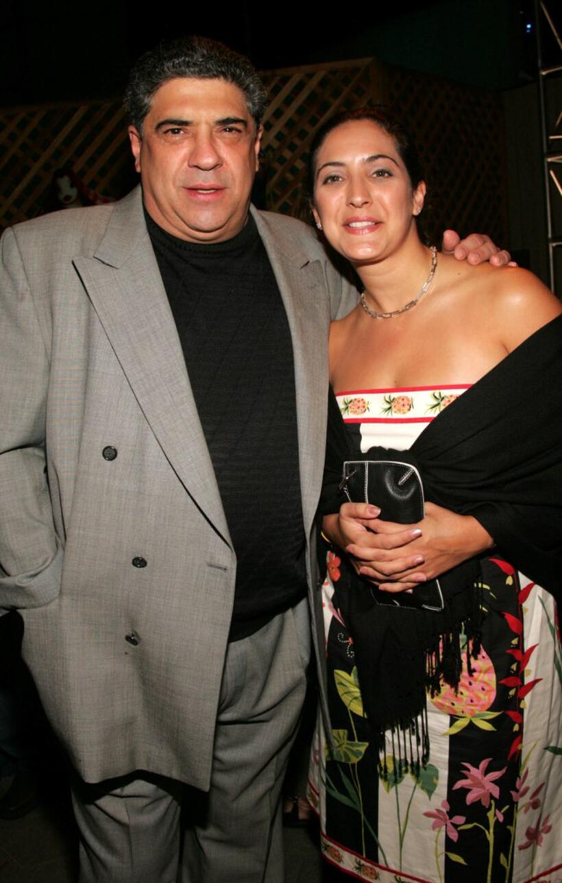 Vincent Pastore and his wife at the premiere of "Shark Tale."