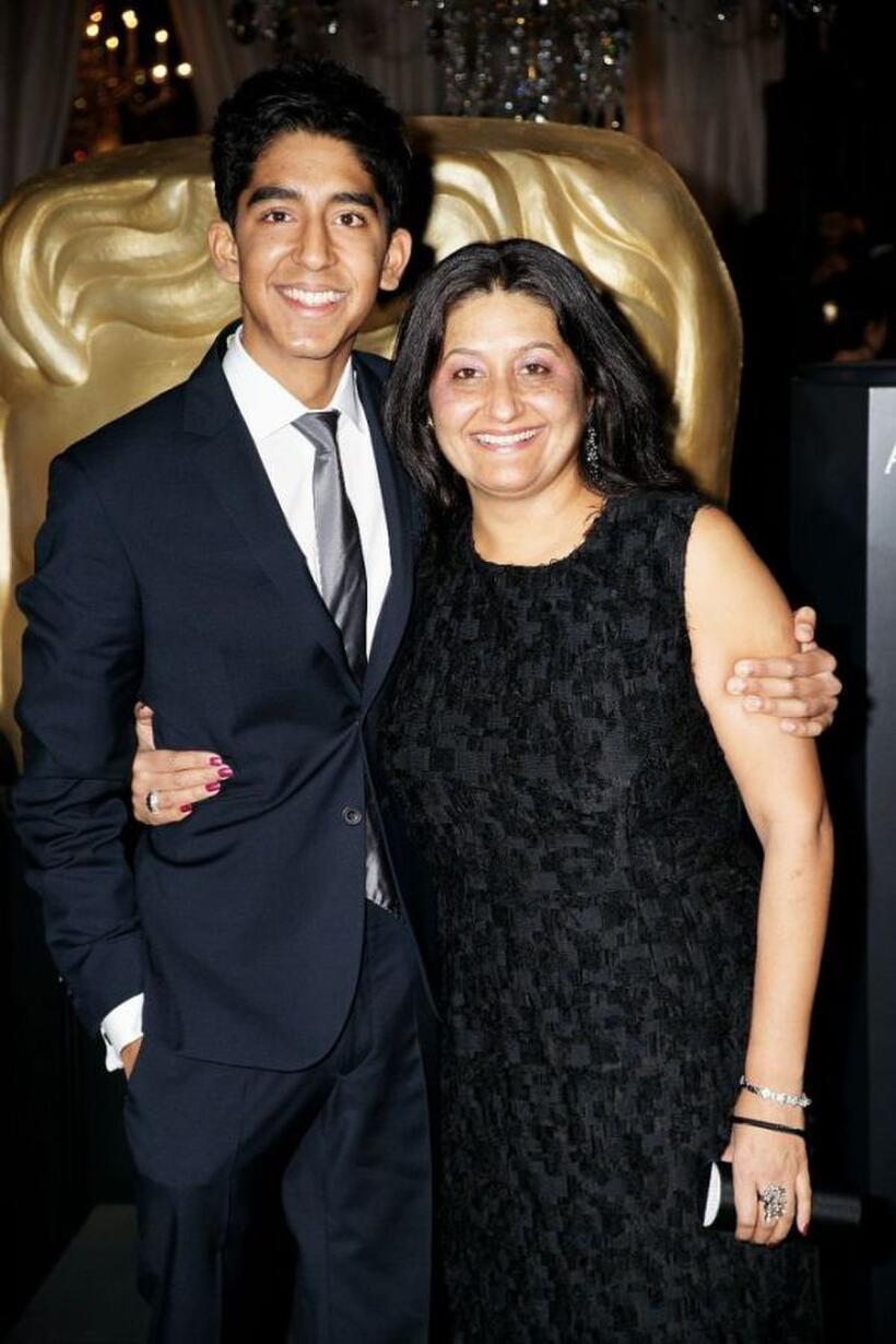 Dev Patel and Anita Patel at the Orange British Academy Film Awards.