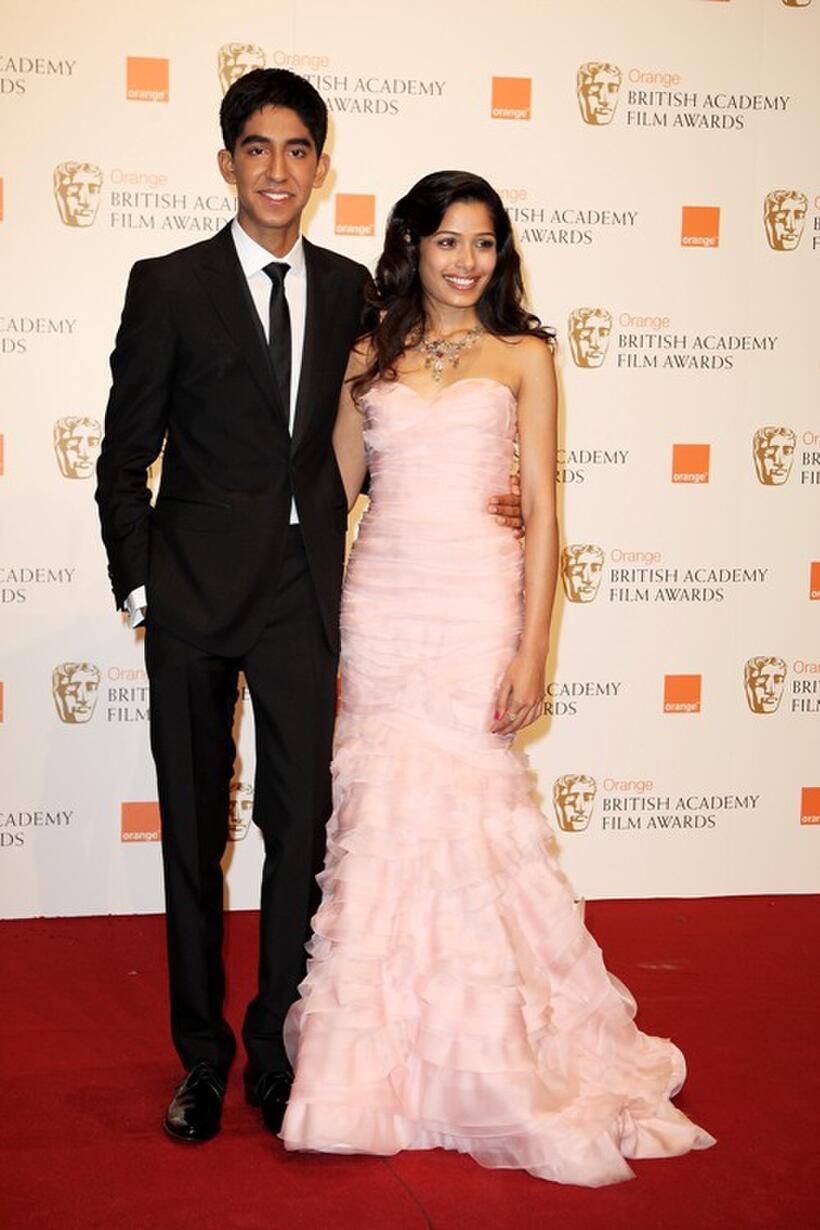 Dev Patel and Freida Pinto at the Orange British Academy Film Awards.