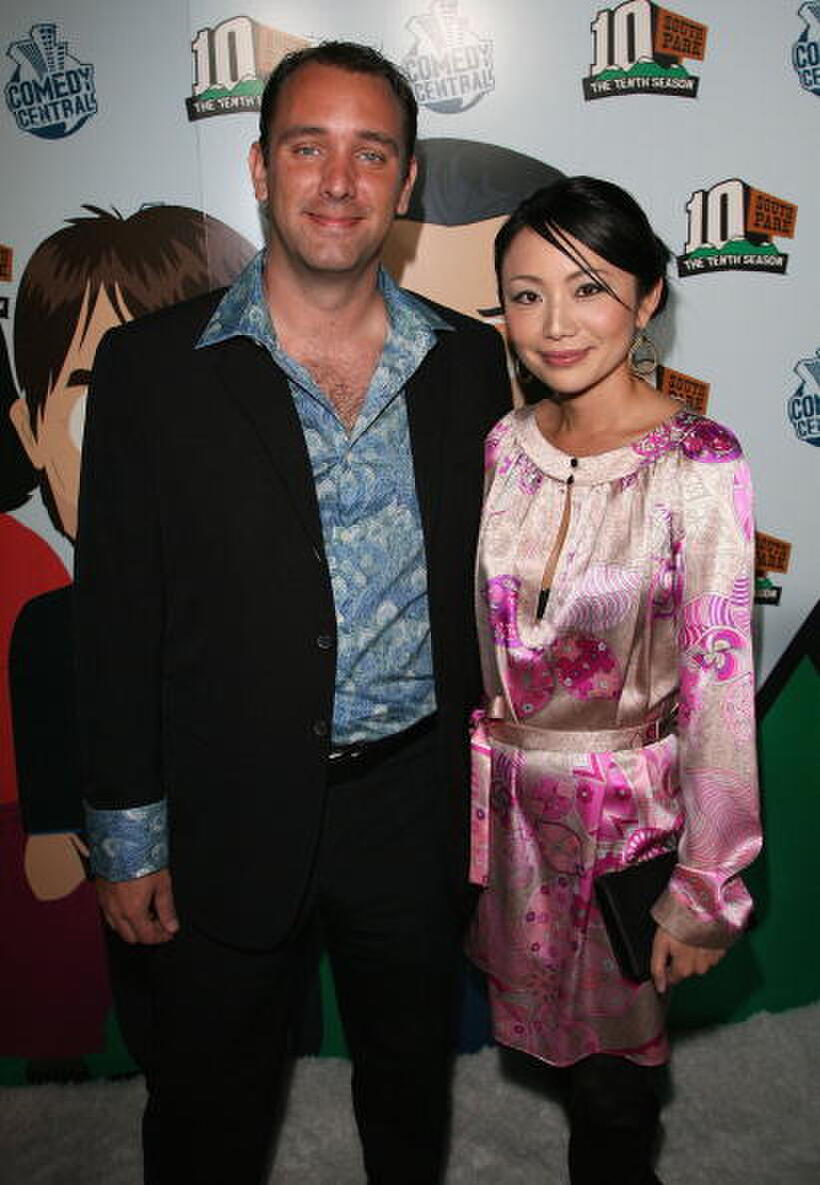 Trey Parker and his wife Ema at the Comedy Central celebration of "South Park's" 10th Year.