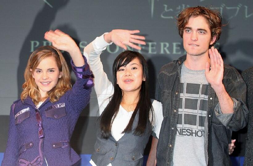 Emma Watson, Katie Leung and Robert Pattinson at the press conference of "Harry Potter and The Goblet Of Fire."