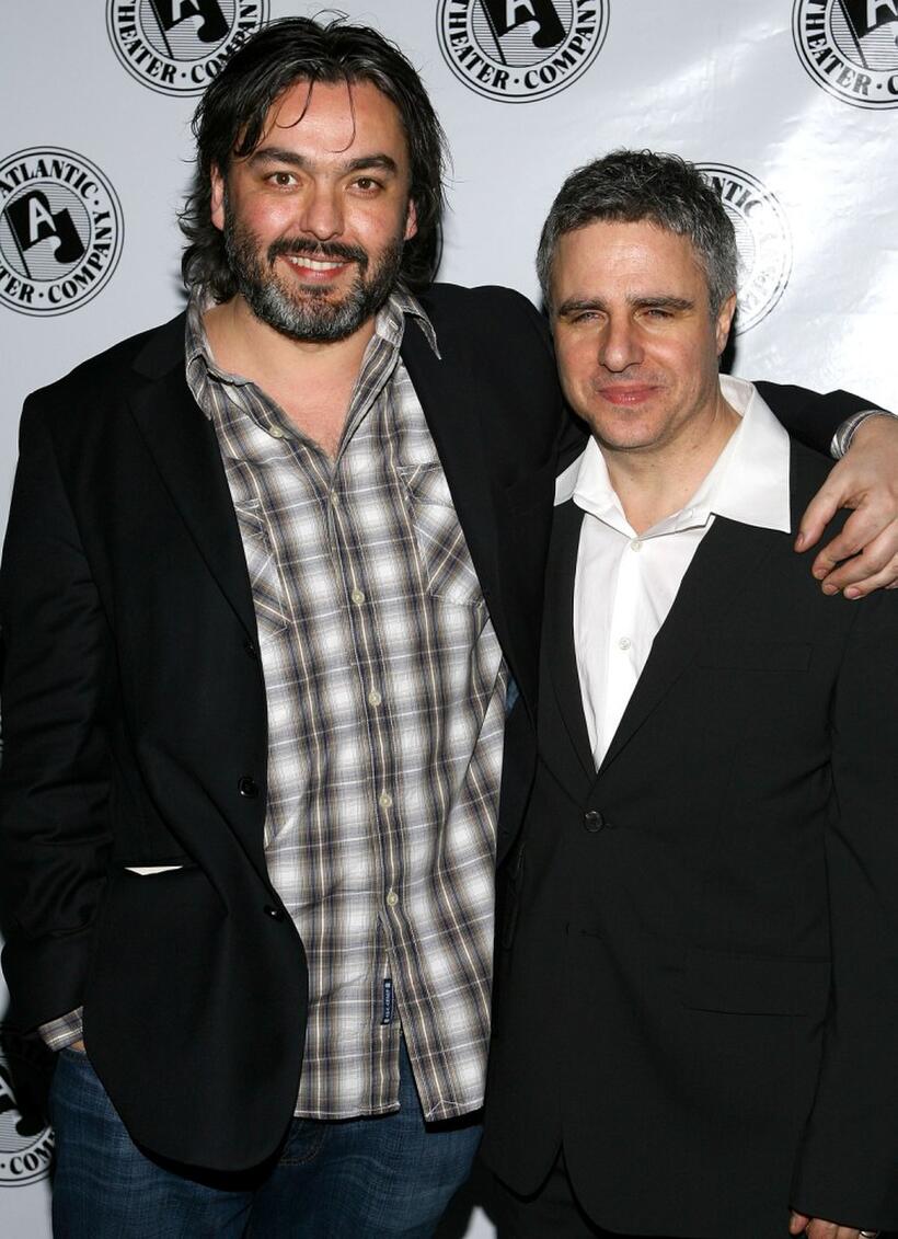 Jez Butterworth and Neil Pepe at the party for the opening night of "Parlour Song."