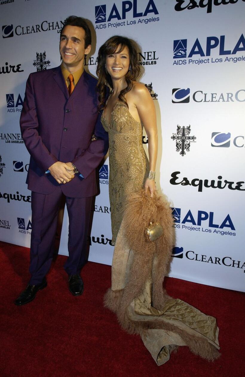 Adrian Paul and Kelly Hu at The Envelope Please Oscar Viewing Party.