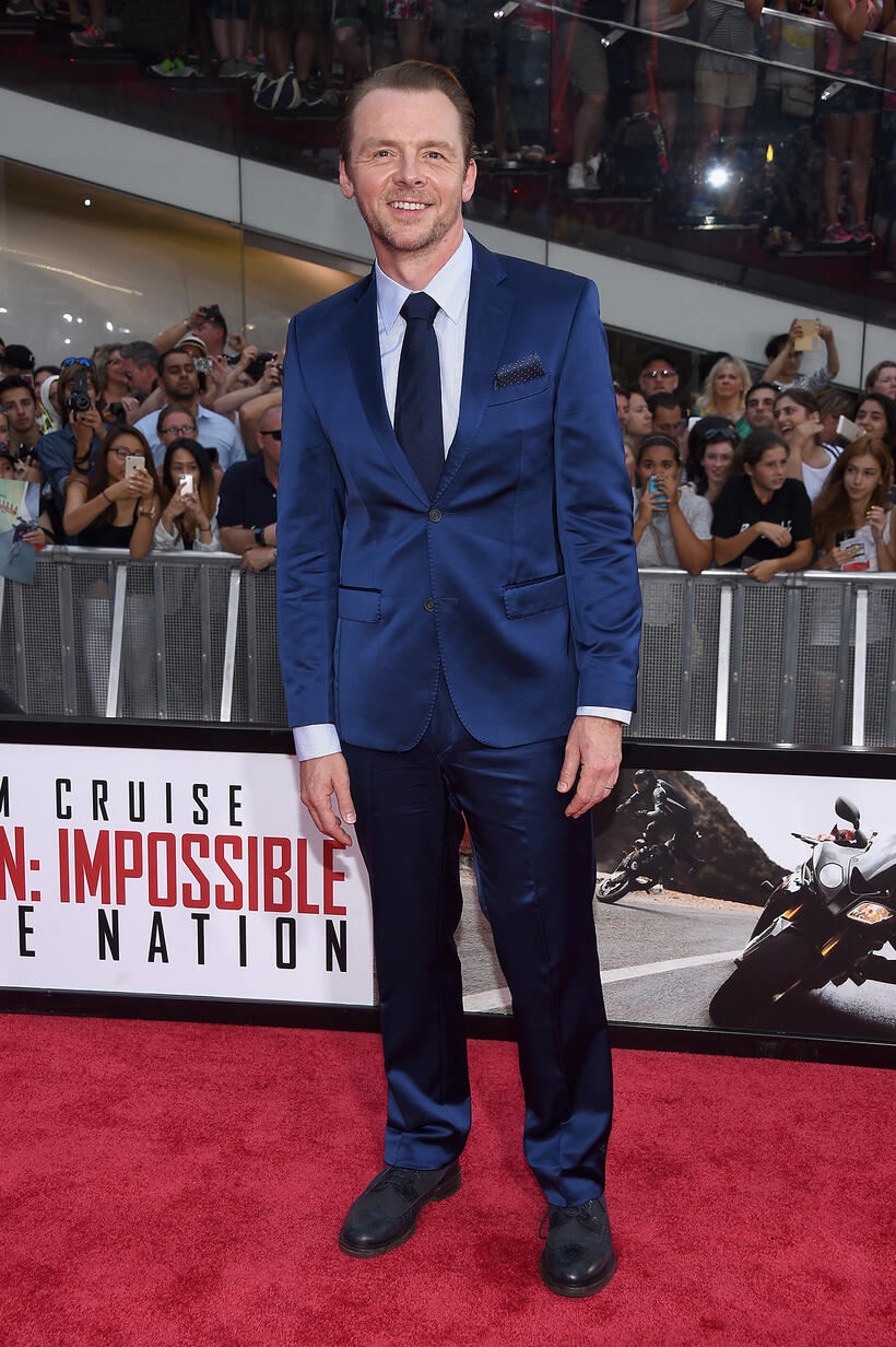 Simon Pegg at the New York premiere of "Mission: Impossible - Rogue Nation."